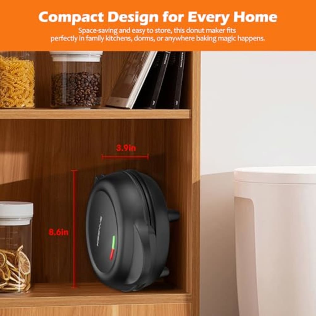 Mini máquina para hacer pasteles de gofres en forma de dona, 7 ranuras, ideal para desayuno, aperitivos, postres y más