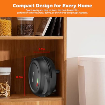 Mini máquina para hacer pasteles de gofres en forma de dona, 7 ranuras, ideal para desayuno, aperitivos, postres y más